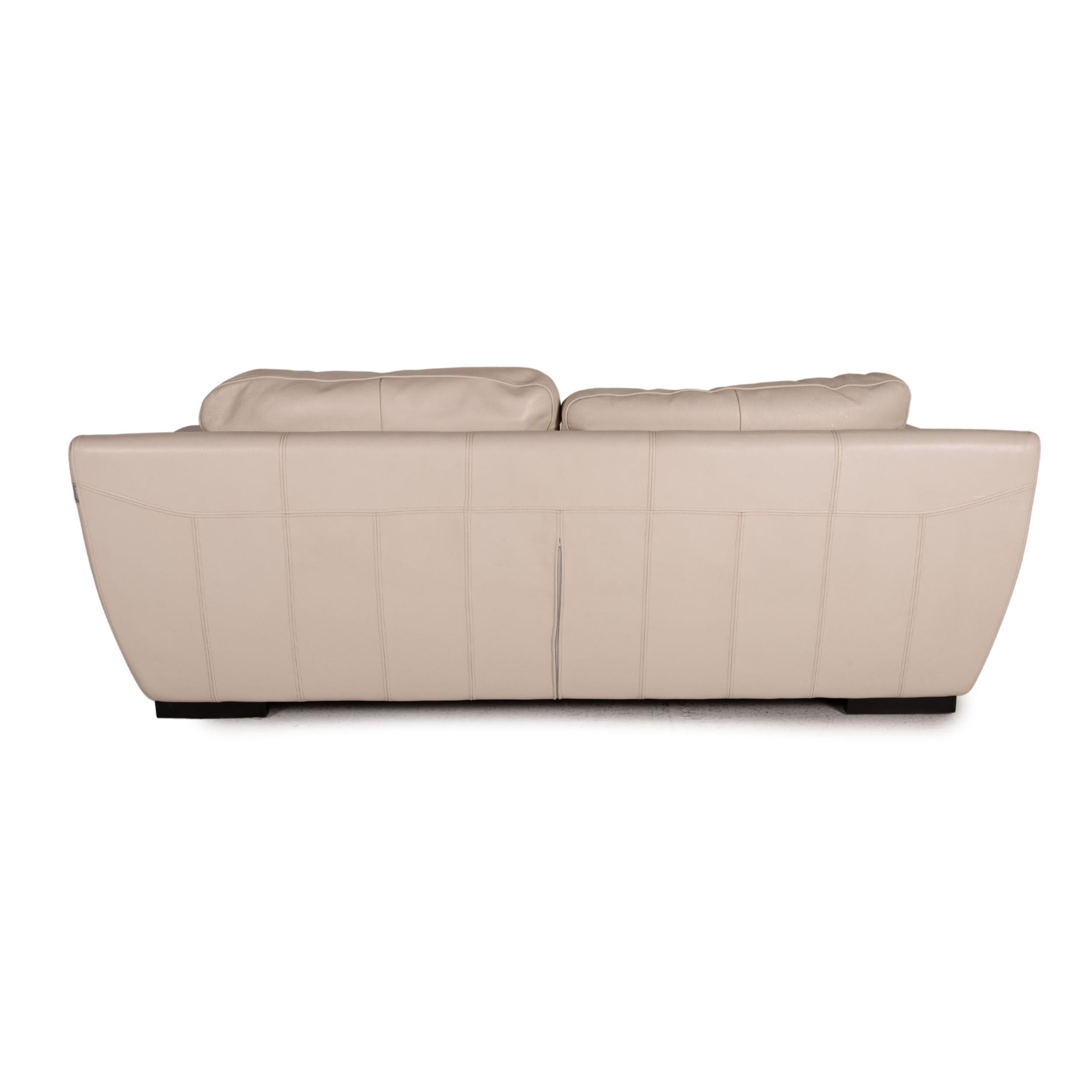 Luxform Leder-Sofa Cremefarbene zweisitzige Couch im Angebot 4