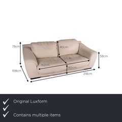 Luxform Leather Sofa Set Cream 2x Two-Seater Couch