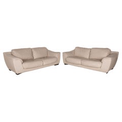 Luxform Leather Sofa Set Cream 2x Two-Seater Couch