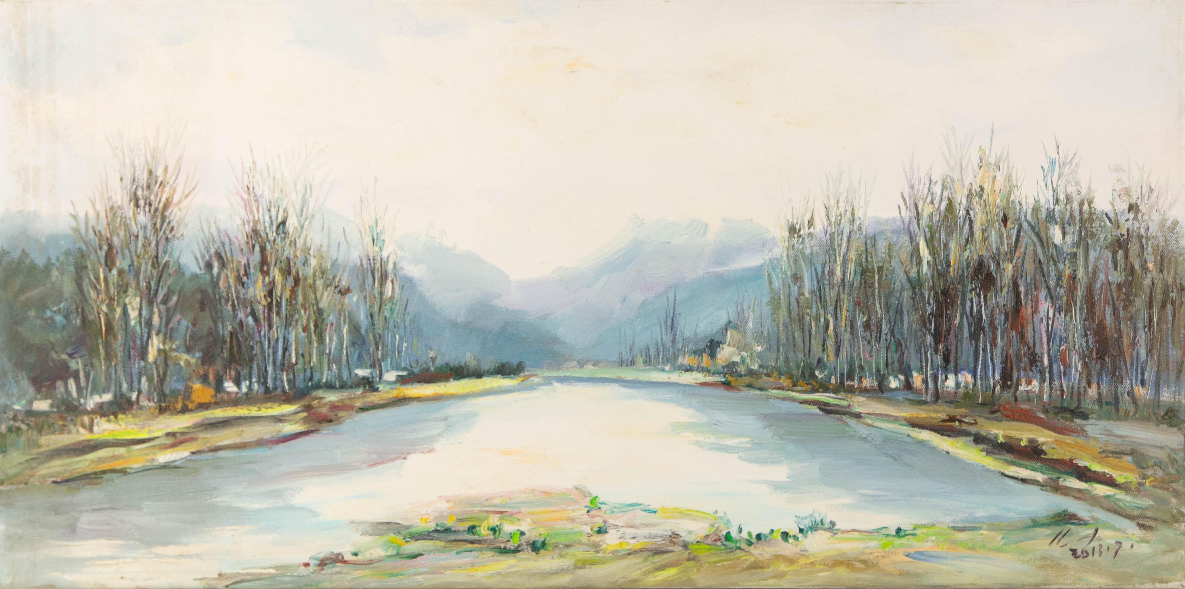  Title: Hometown Beauty III
 Medium: Oil on canvas
 Size: 39.25 x 19.5 inches
 Frame: Framing options available!
 Condition: The painting appears to be in excellent condition.
 
 Year: 2013
 Artist: Luxi Liu
 Signature: Signed
 Signature Location: