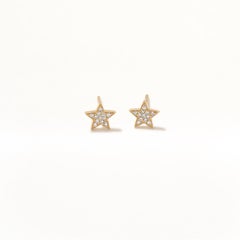 Luxle 1/10th Cttw Natural Diamond Star Stud Earrings in 14K Yellow Gold