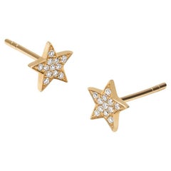 Luxle 1/10th Cttw Natürliche Diamant-Stern-Ohrstecker aus 14K Gelbgold