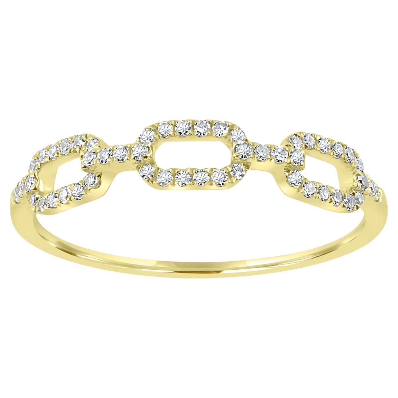 Luxle, bague à maillons en chaîne 0,15 carat avec diamant naturel en or jaune 18 carats, taille 7 en vente