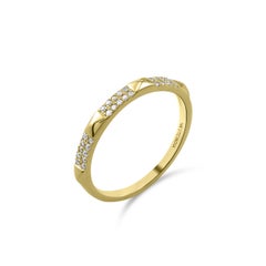 Luxle 0.15 Cttw Natural Diamond Pyramid Accent Ring in 14K Yellow Gold, Size 7