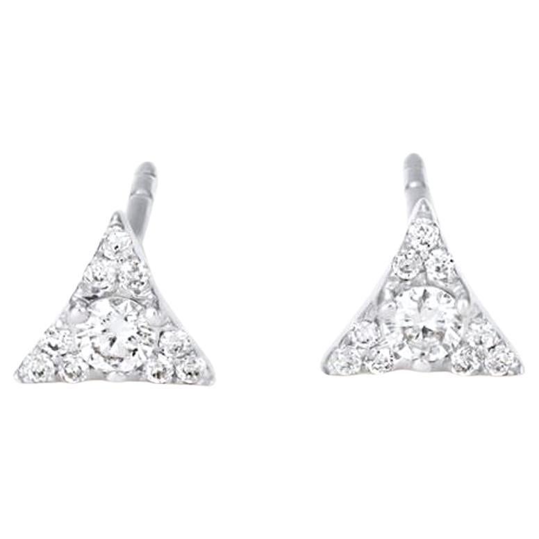Luxle Pendientes triángulo de diamantes naturales de 0,15 qt de oro blanco de 14 quilates
