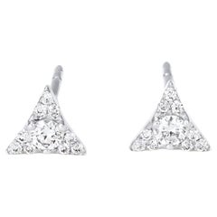 Luxle Pendientes triángulo de diamantes naturales de 0,15 qt de oro blanco de 14 quilates