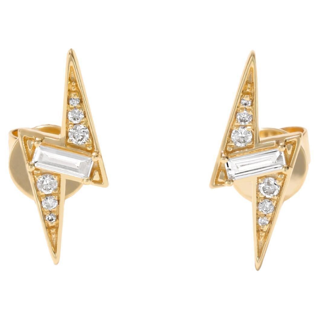 Contemporain Boucles d'oreilles Luxle en or jaune 14 carats avec diamants naturels 1/5e carat en vente