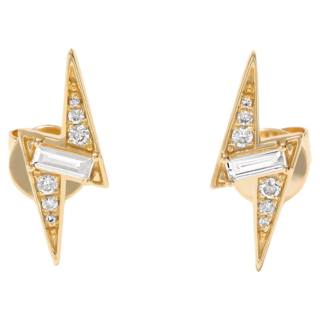 Boucles d'oreilles Luxle en or jaune 14 carats avec diamants naturels 1/5e carat