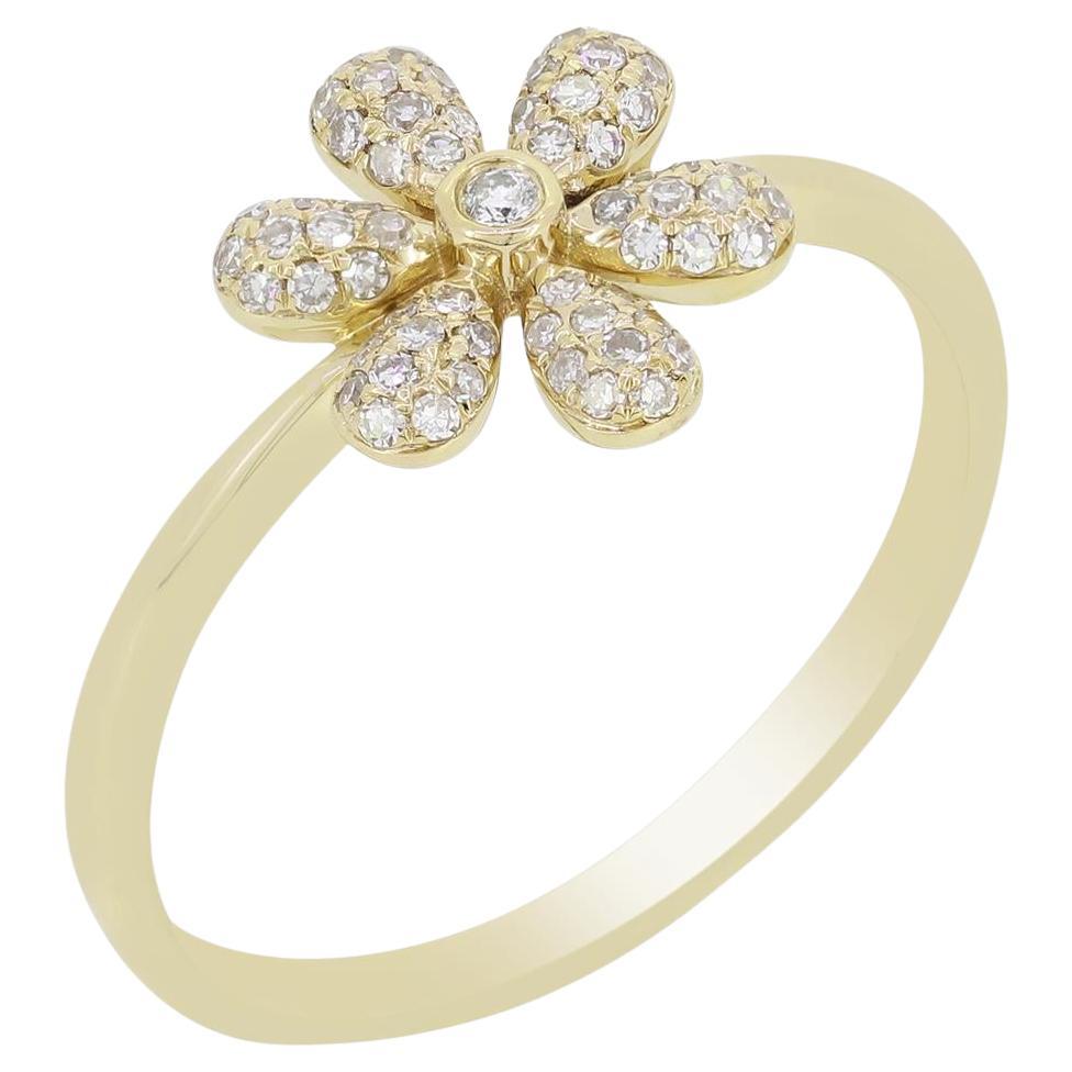 Luxle 1/4 Cttw Natural Diamond Flower Ring in 18K Yellow Gold, Ring size 7