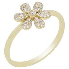 Luxle 1/4 Cttw Natural Diamond Flower Ring in 18K Yellow Gold, Ring size 7