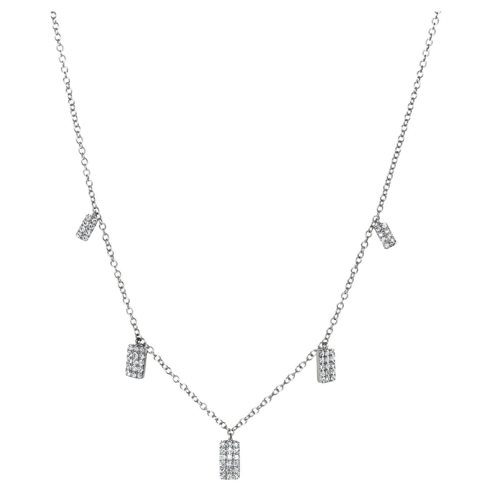 Luxle 0.20 Cttw Natural Diamond Charm Necklace in 14K White Gold, 15"