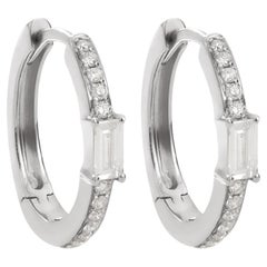 Luxle 0.25 Cttw Natural Diamond Huggie Earrings in 18K White Gold