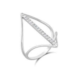 Luxle 1/4 Cttw V-Shaped Natural Diamond Ring in 14K White Gold, Size 7