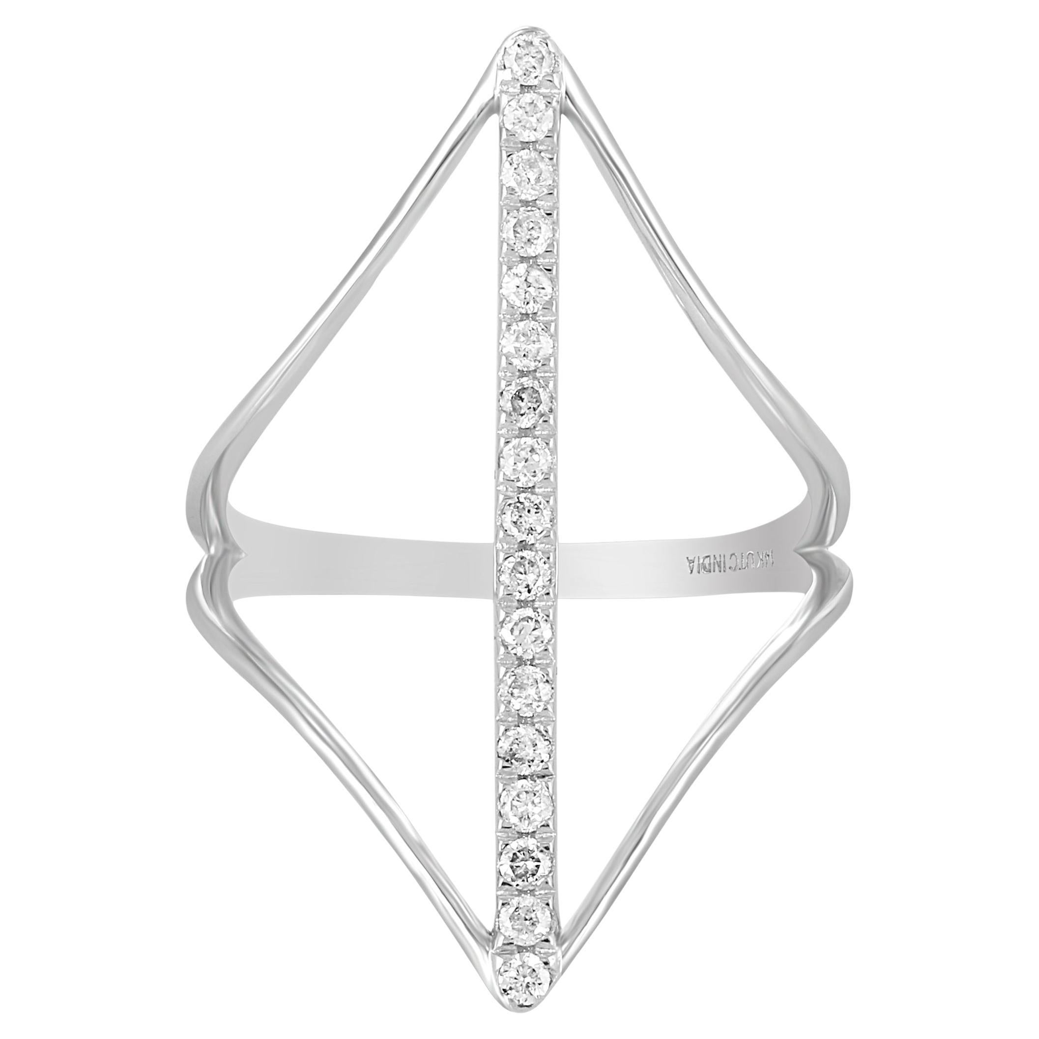 Luxle 1/4 Cttw V-Shaped Natural Diamond Ring in 14K White Gold, Size 7