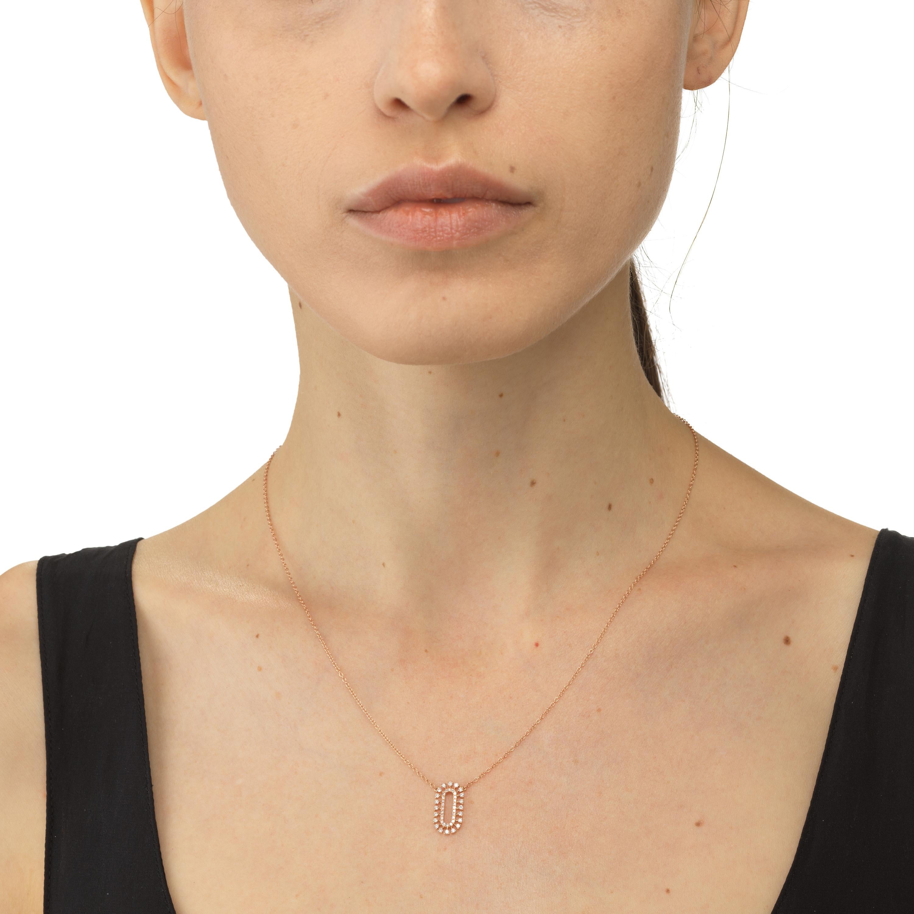 Contemporary Luxle 0.24 Carat Diamond Pendant Necklace in 18k Rose Gold