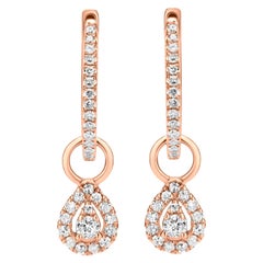 Luxle 0.25 Cttw Natural Diamond Teardrop Hoop Earrings in 18k Rose Gold