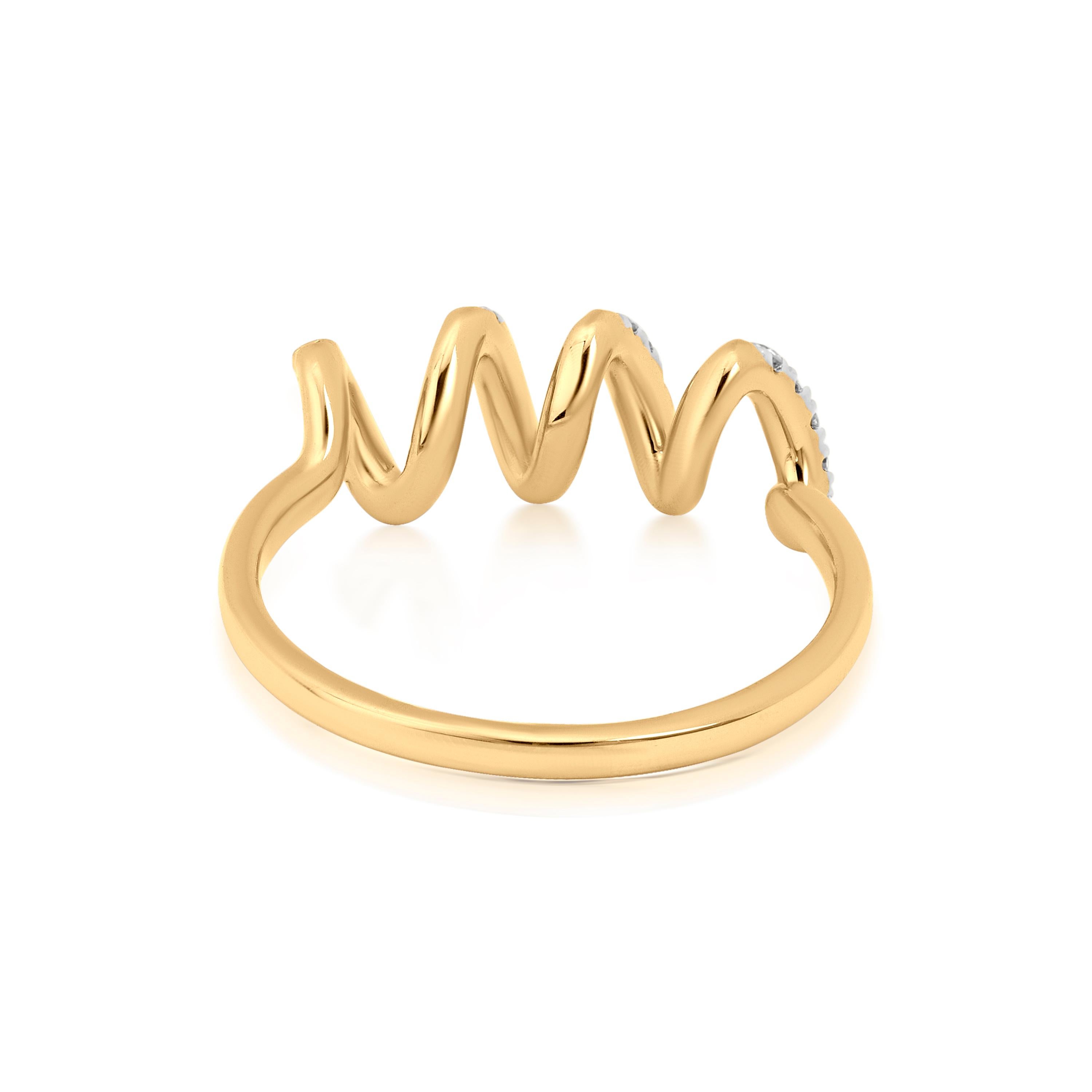Luxle Bague spirale en or jaune 14 carats avec diamant naturel 0,26 cttw, taille 7 Pour femmes en vente