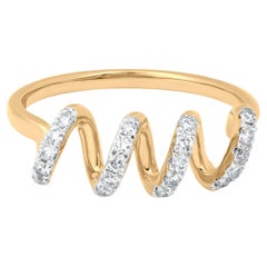 Luxle Anillo espiral de diamantes naturales de 0,26 qt de oro amarillo de 14 quilates, talla 7
