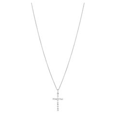 Luxle 0.27 Cttw. Diamond Holy Cross Pendant Necklace in 18K White Gold