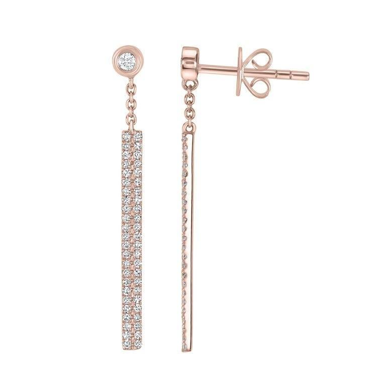 Each of these sophisticated Luxle earrings crafted in 14 karat Rose gold is featured with bezel and pave set round cut diamonds connected by a cable chain for an elegant and sumptuous look.
Please follow the Luxury Jewels storefront to view the
