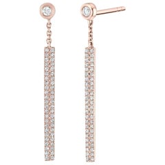 Luxle 0.28 Carat Round Diamond Rectangle Drop Earrings in 14k Rose Gold