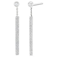 Luxle Pendientes de gota de barra con diamante natural de 0,30 qt de oro blanco de 14 quilates