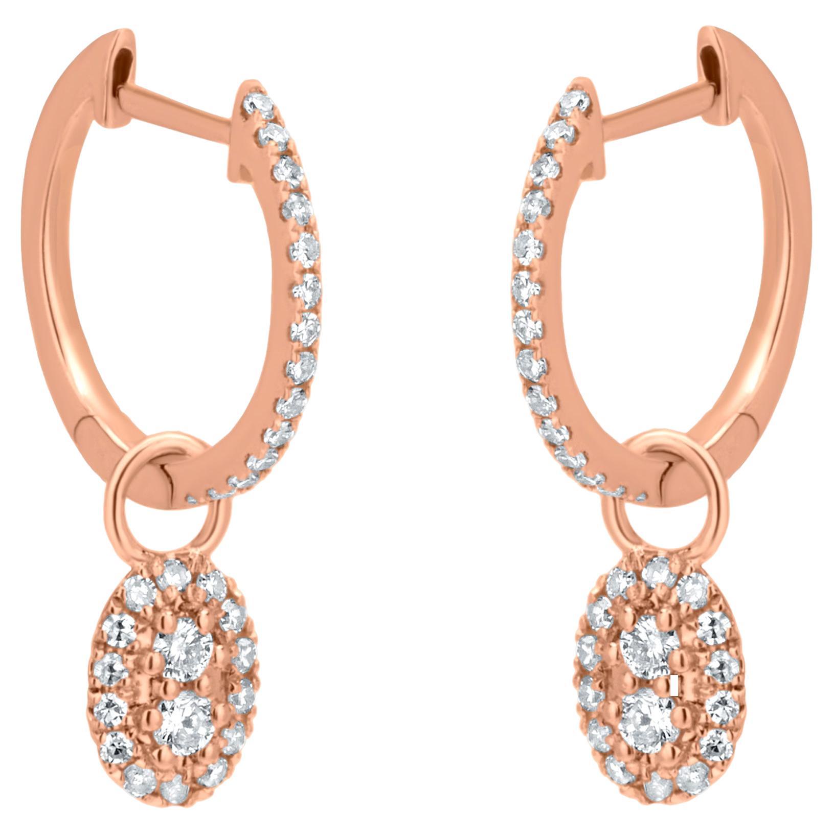Luxle 0,28 Karattw natürliche Diamant-Tropfen-Ohrringe aus 18 Karat Roségold