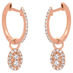 Luxle Pendientes de aro con gota de diamante natural de 0,28 qt de oro rosa de 18 quilates