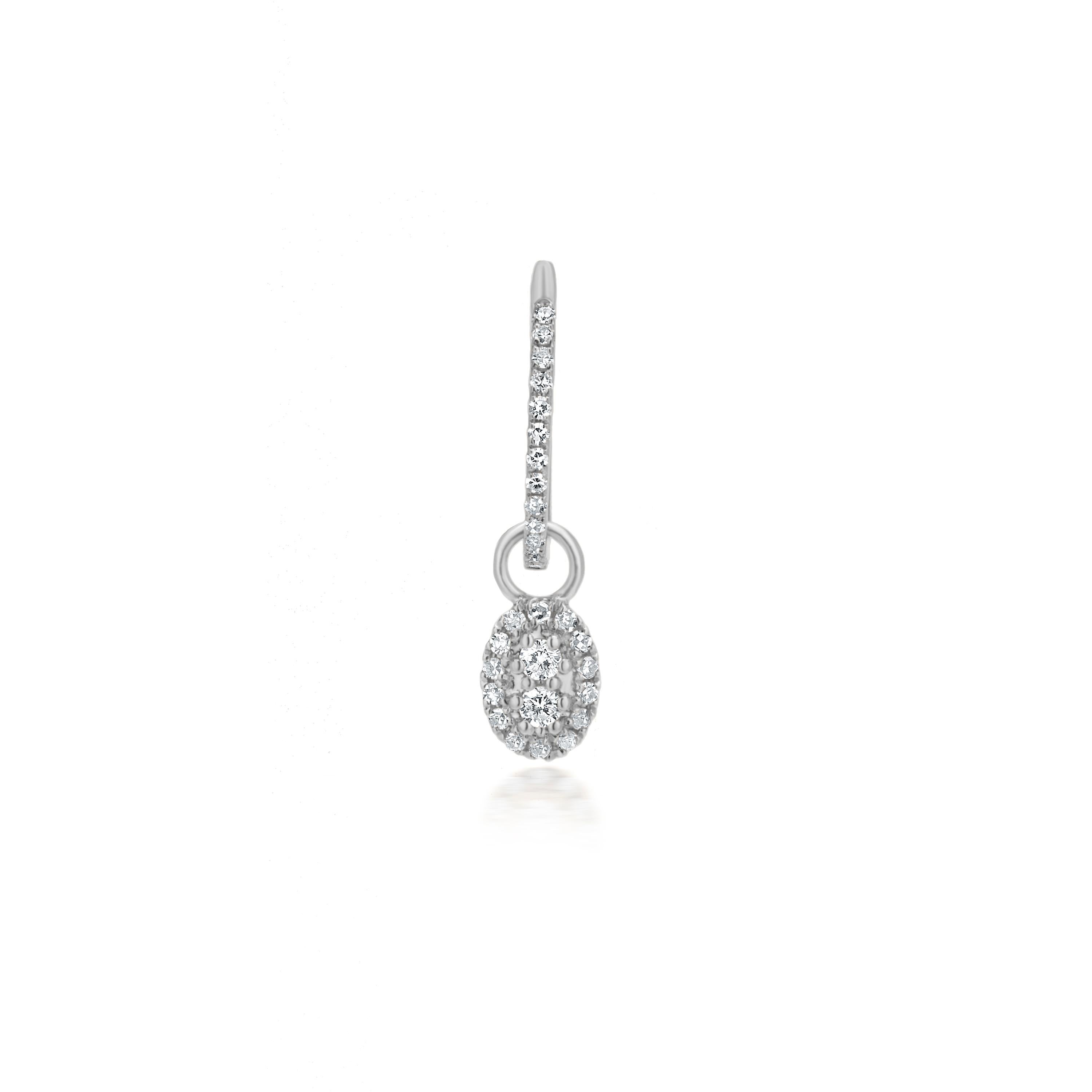 Luxle Pendientes de aro con gota de diamante natural de 0,28 qt de oro blanco de 18 quilates en Nuevo estado para la venta en New York, NY