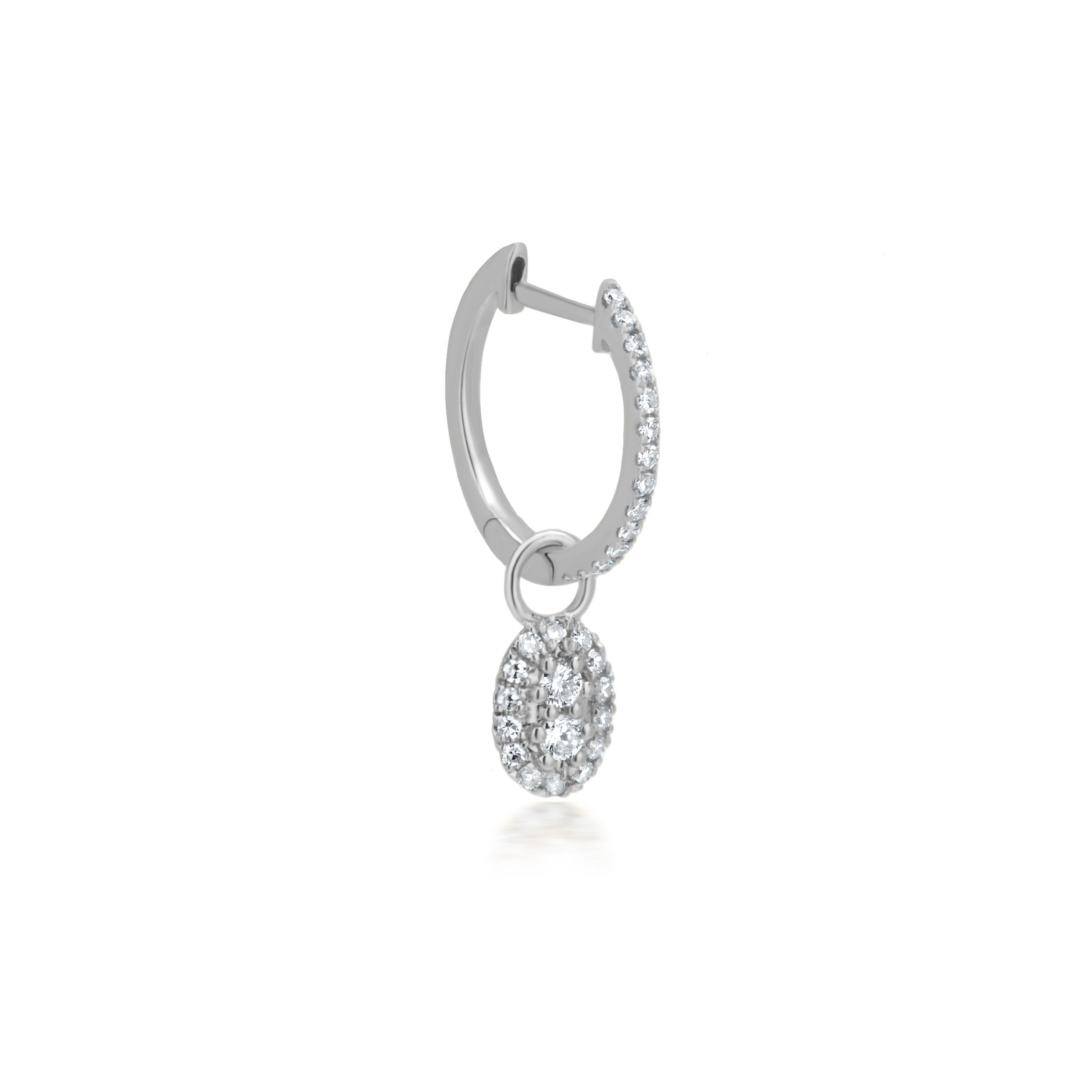 De las mujeres Luxle Pendientes de aro con gota de diamante natural de 0,28 qt de oro blanco de 18 quilates en venta