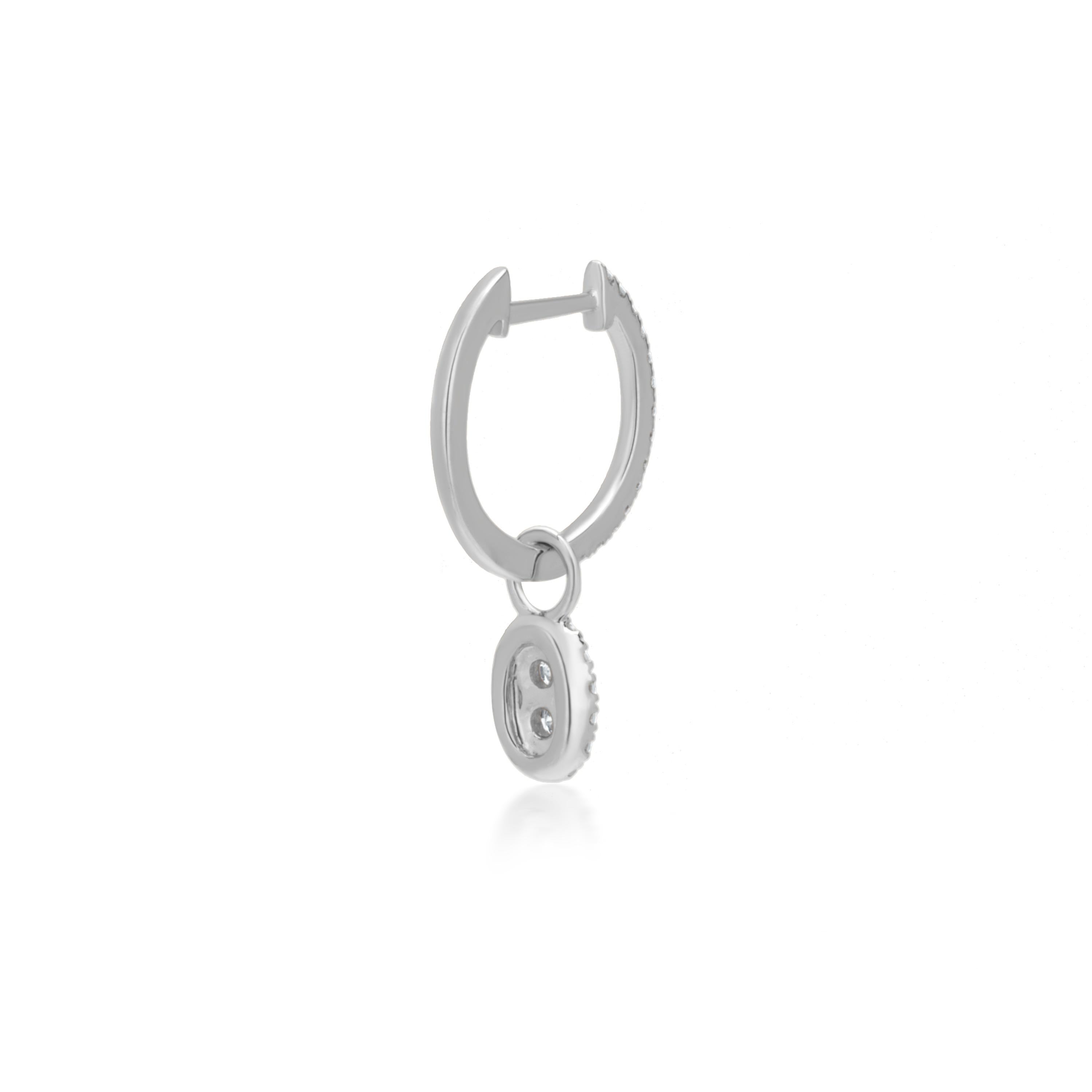 Luxle Pendientes de aro con gota de diamante natural de 0,28 qt de oro blanco de 18 quilates en venta 1