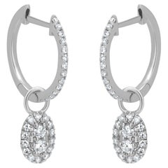 Luxle 0.28 Cttw Natural Diamond Drop Hoop Earrings in 18K White Gold