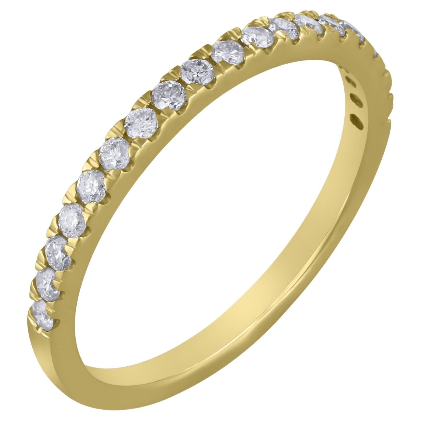 Luxle 0.28 Cttw. Round Diamond Engagement Band Ring in 14K Yellow Gold For Sale