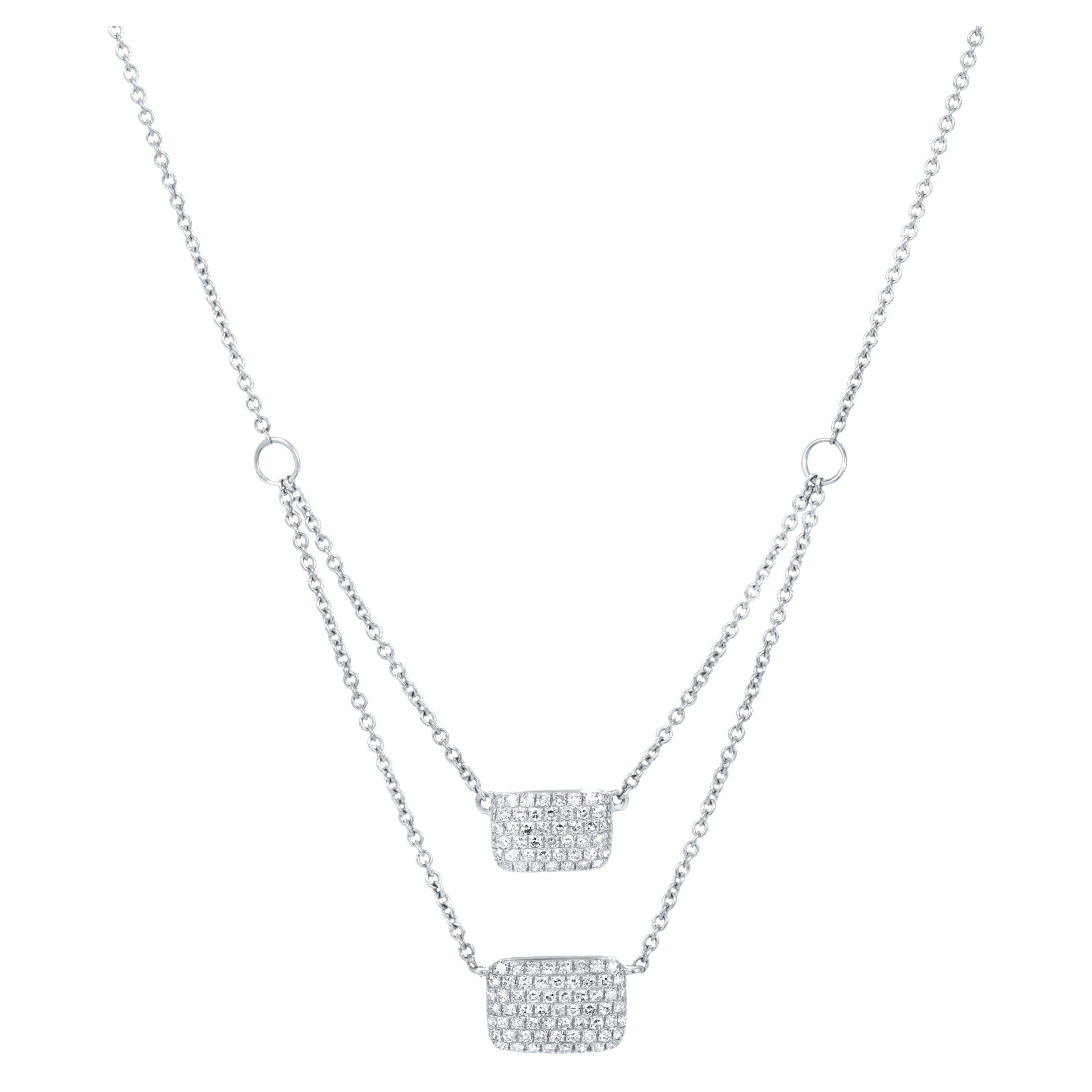 Luxle 0.29 Cttw. Double Strand Diamond Cluster Necklace in 14k White Gold For Sale