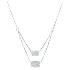 Luxle 0,29 Cttw. Doppelreihige Diamant-Cluster-Halskette aus 14 Karat Weißgold