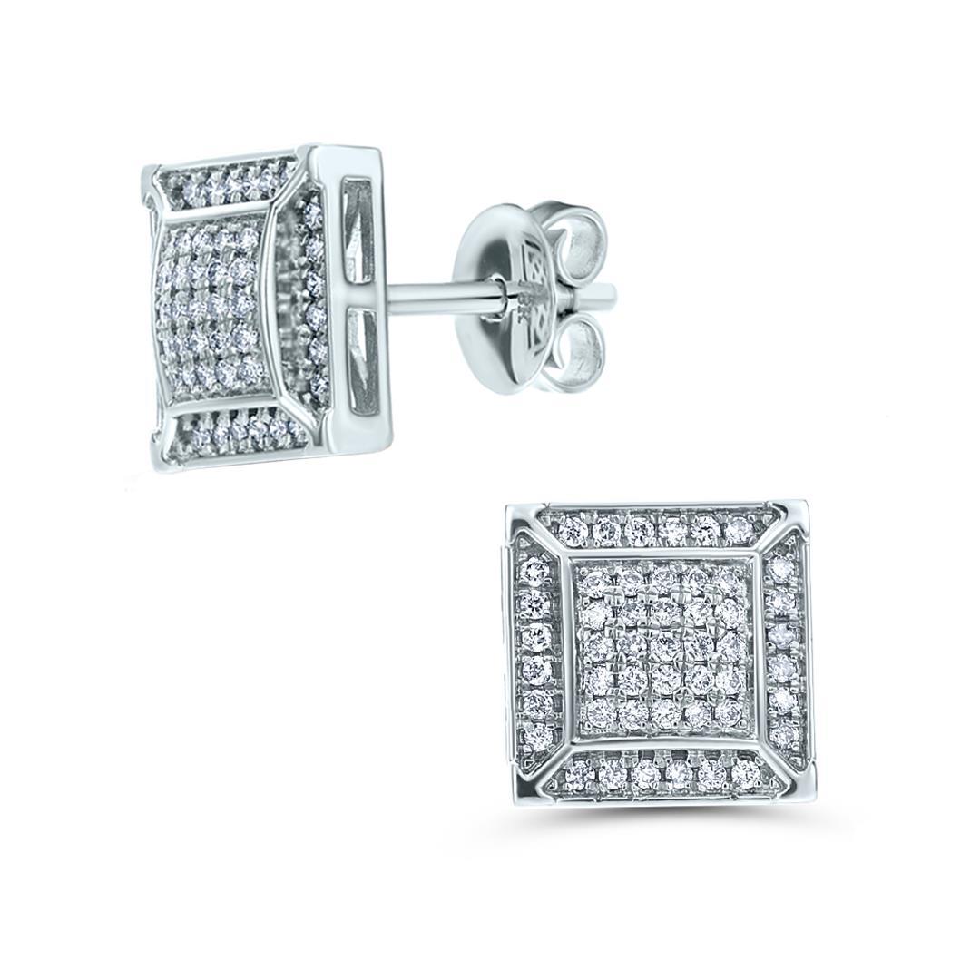 Contemporain Luxle Clous d'oreilles carrés en or blanc 18 carats avec diamants naturels de 1/3e carat en vente