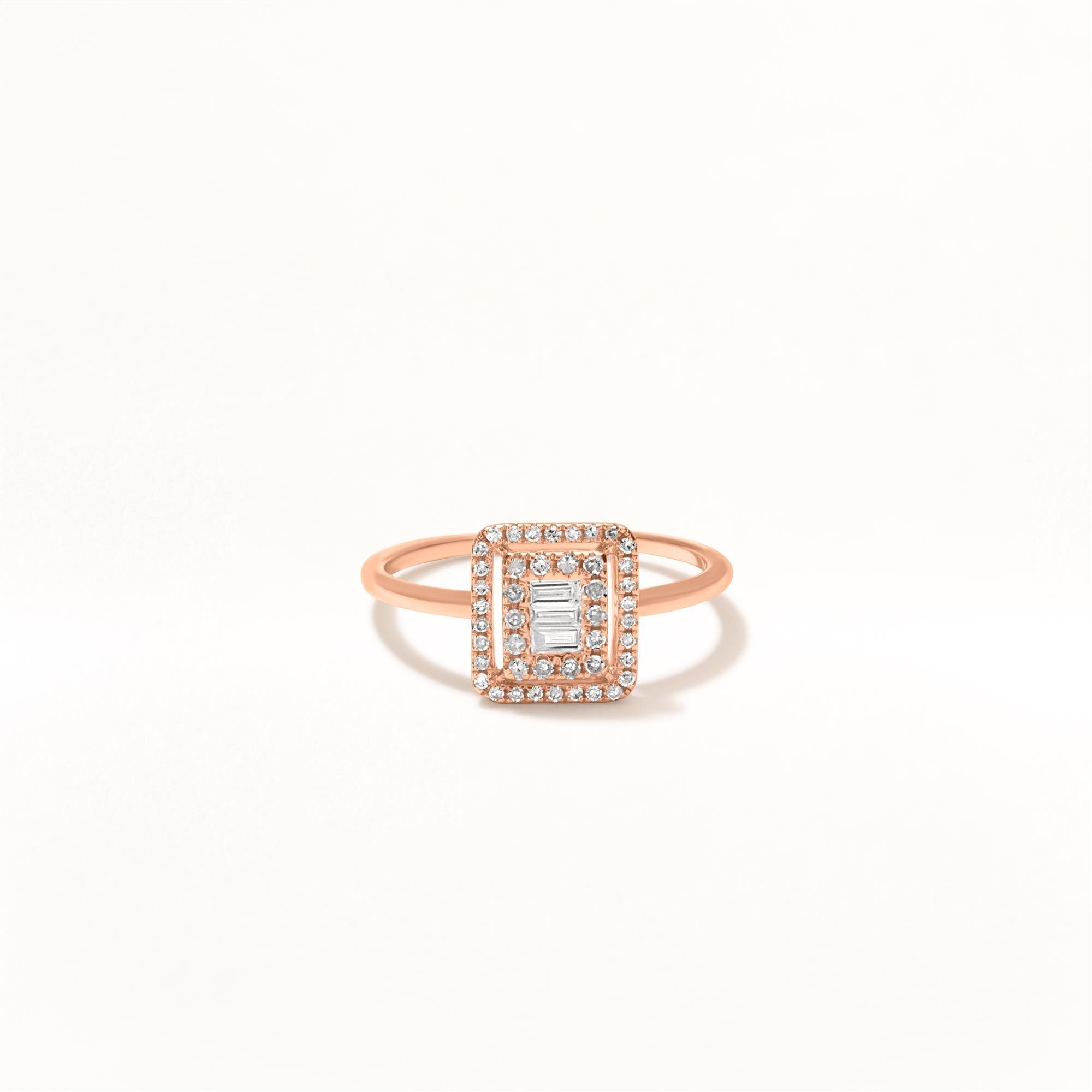 Luxle 1/3rd Cttw Natürlicher Diamant-Halo-Ring aus 14K Roségold, Ring Größe 7 (Zeitgenössisch) im Angebot