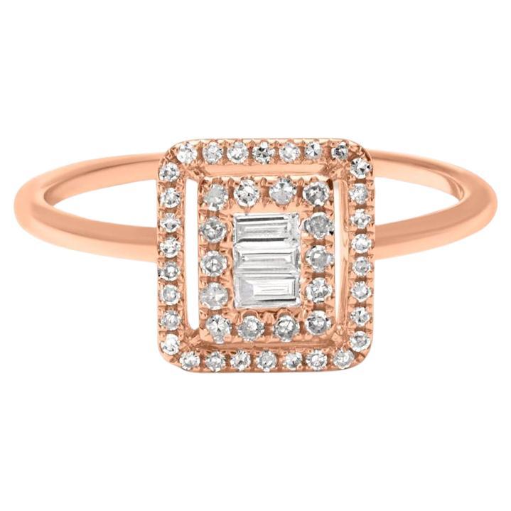 Luxle 1/3rd Cttw Natürlicher Diamant-Halo-Ring aus 14K Roségold, Ring Größe 7