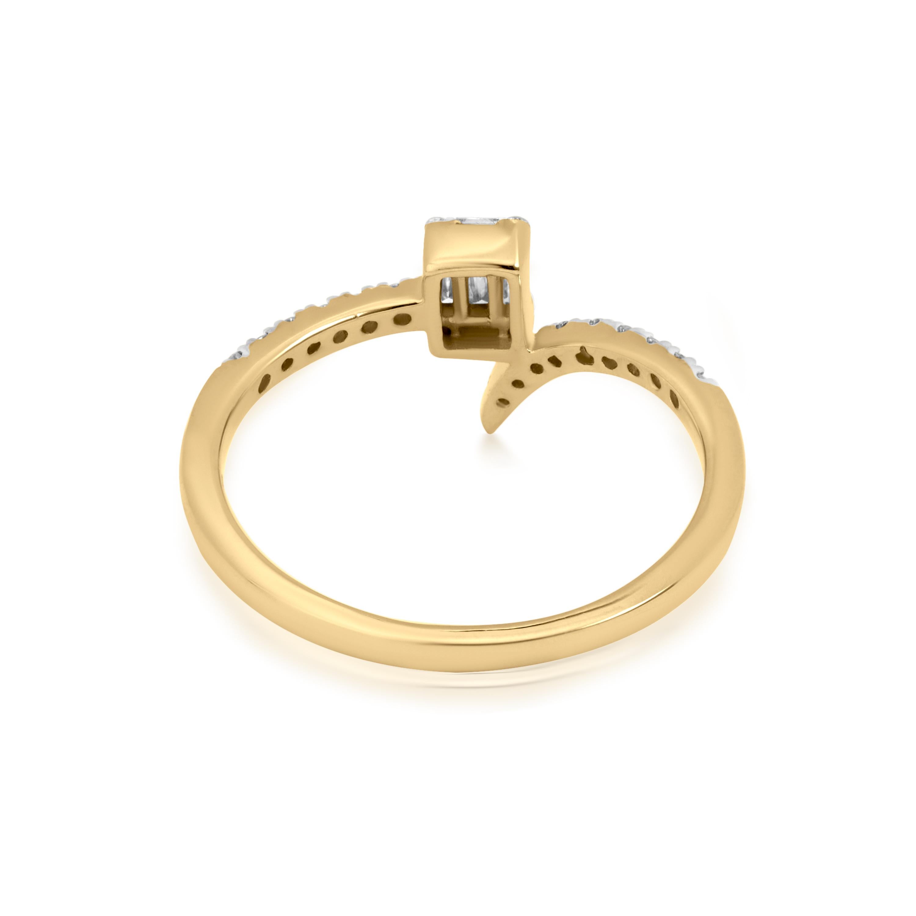 Luxle - Bague serpentine en or 14 carats avec diamant naturel bypass de 0,3 ctw, taille 7 Neuf - En vente à New York, NY