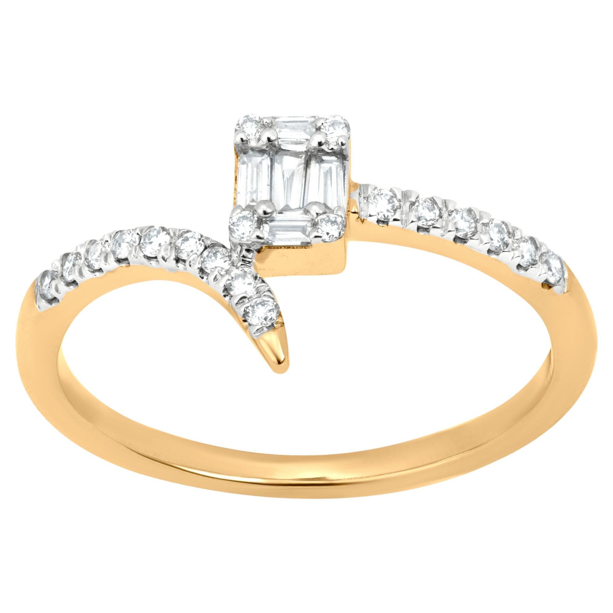 Luxle 0.3 Cttw Bypass Natural Diamond Serpentine Ring in 14K Gold, Ring Size 7