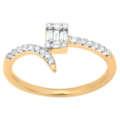 Luxle Anillo Serpentina con Diamante Natural Bypass de 0,3 qt de oro de 14 quilates, talla 7