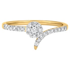 Luxle, bague bypass serpentine en or jaune 14 carats avec diamants naturels 0,30 carattw, taille 7