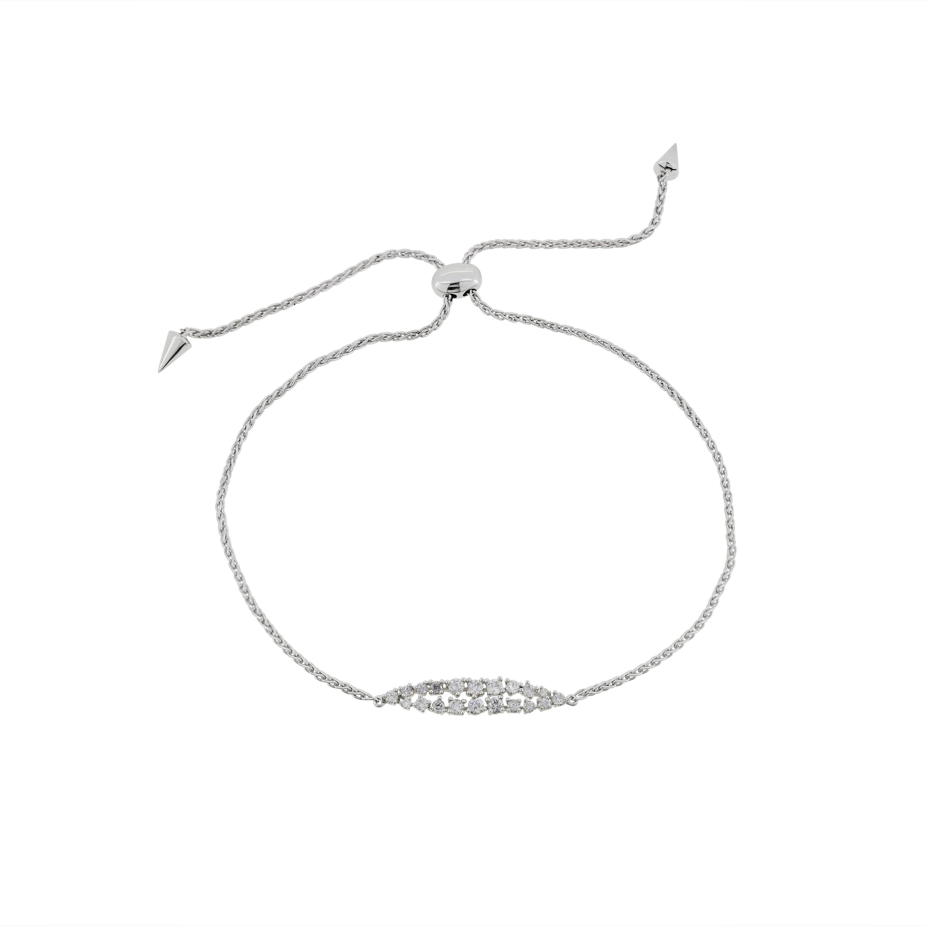 Round Cut Luxle 0.30cttw. Pave Round Diamond Adjustable Bracelet in 18k White Gold
