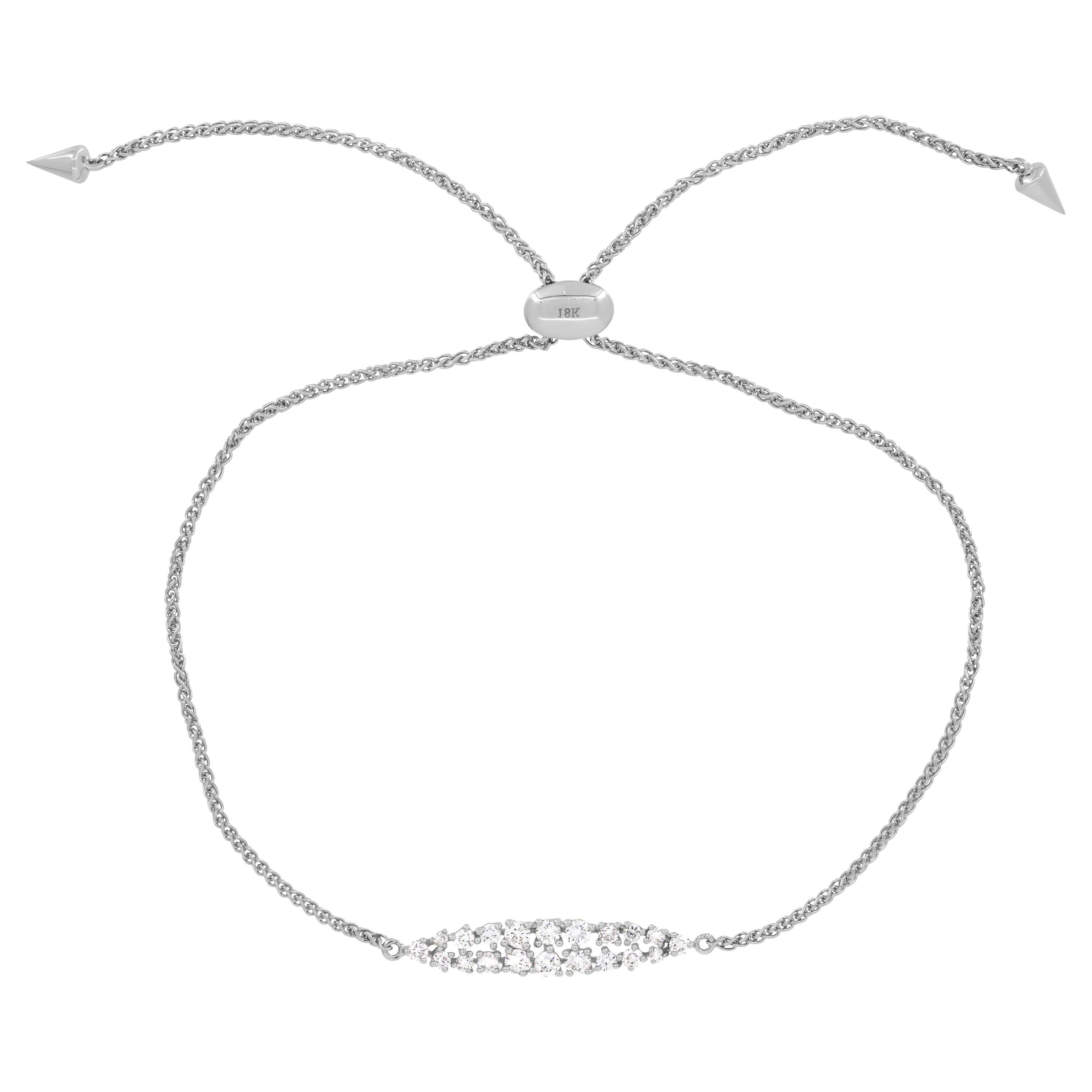 Luxle 0.30cttw. Pave Round Diamond Adjustable Bracelet in 18k White Gold