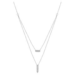 Luxle 0.31 Carat T.W Baguette Diamond Layered Necklace 18k White Gold