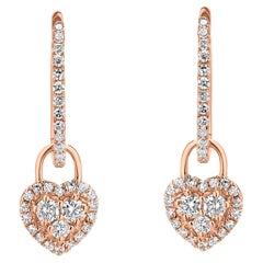 Luxle 0.33 Cttw Natural Diamond Heart Hoop Drop Earrings in 18k Rose Gold