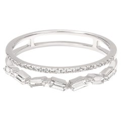 Luxle Anillo de doble banda de diamantes naturales de 1/3 qt de oro blanco de 14 quilates, tamaño del anillo, 5