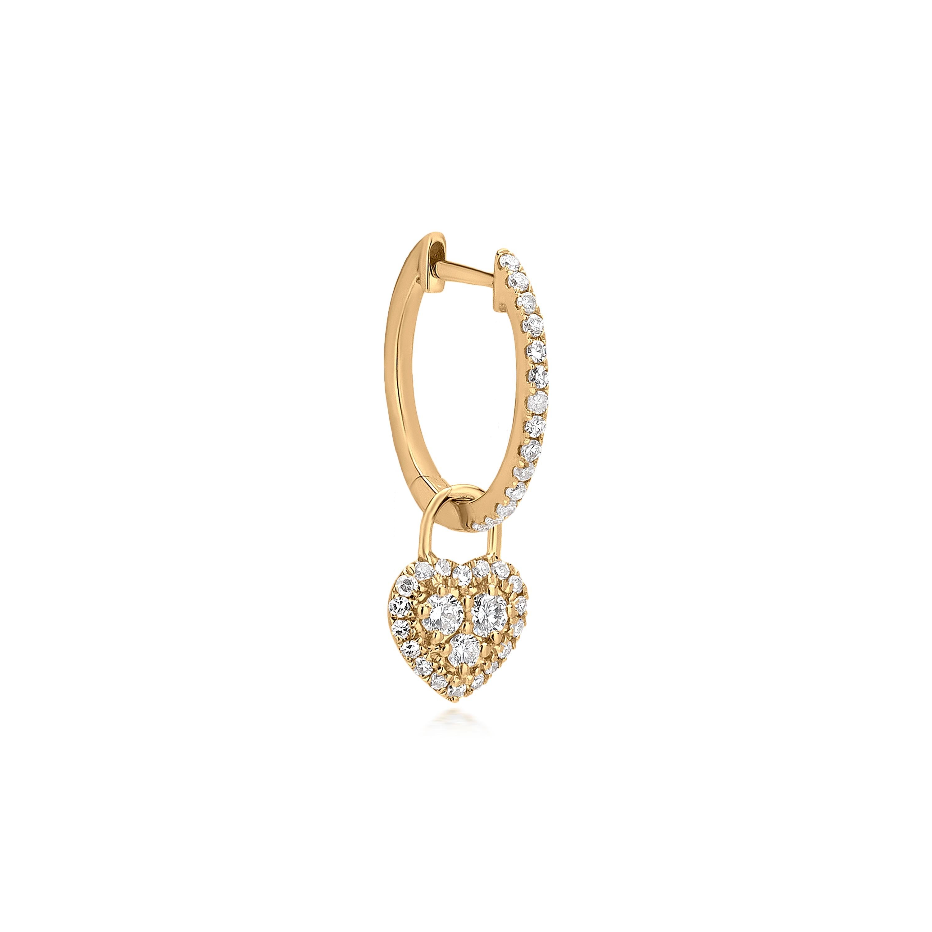 Luxle, boucles d'oreilles cœurs en or jaune 18 carats avec diamants de 1/3 carat Pour femmes en vente