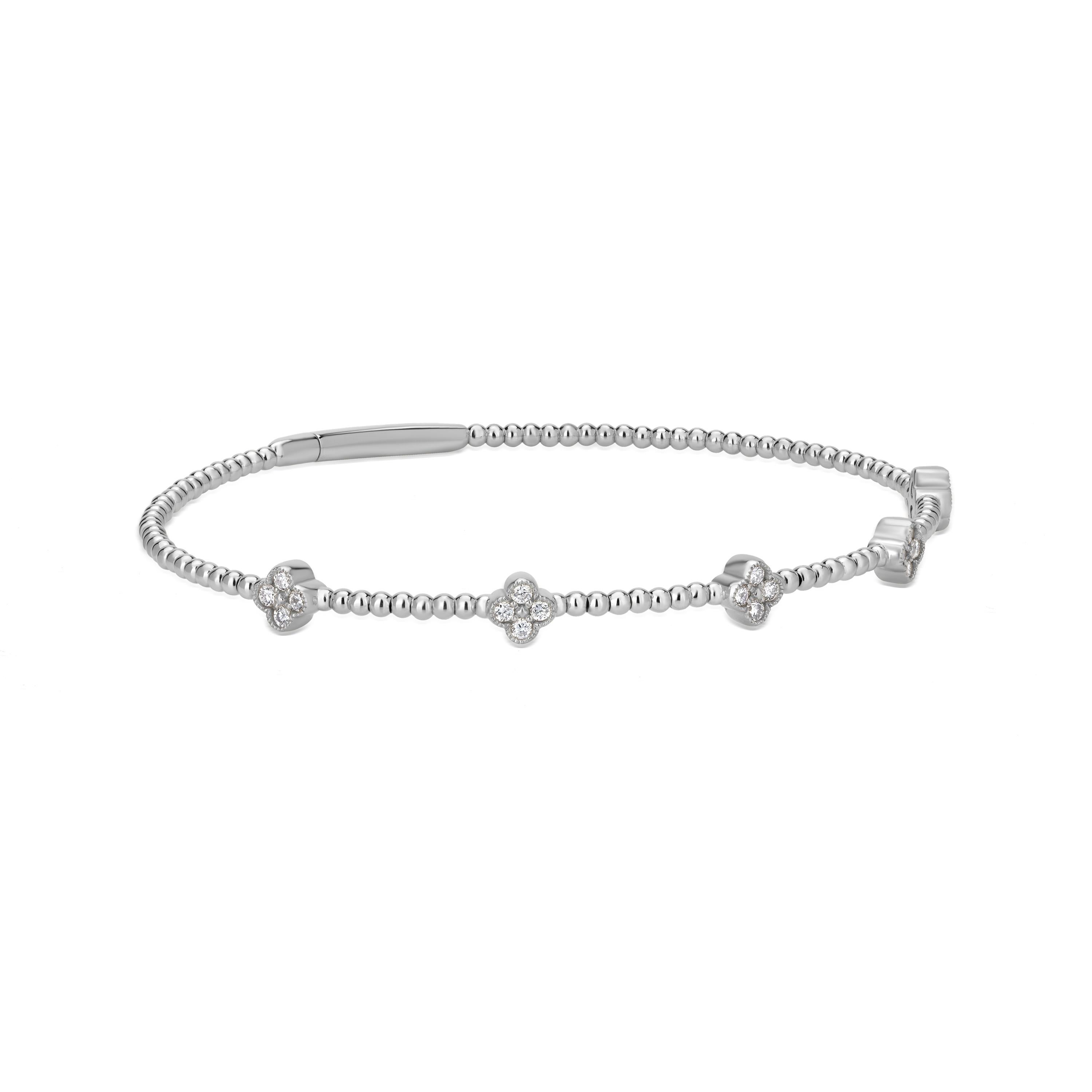 Contemporary Luxle 0.32 Carat T.W. Diamond Station Bangle Bracelet in 18k White Gold For Sale