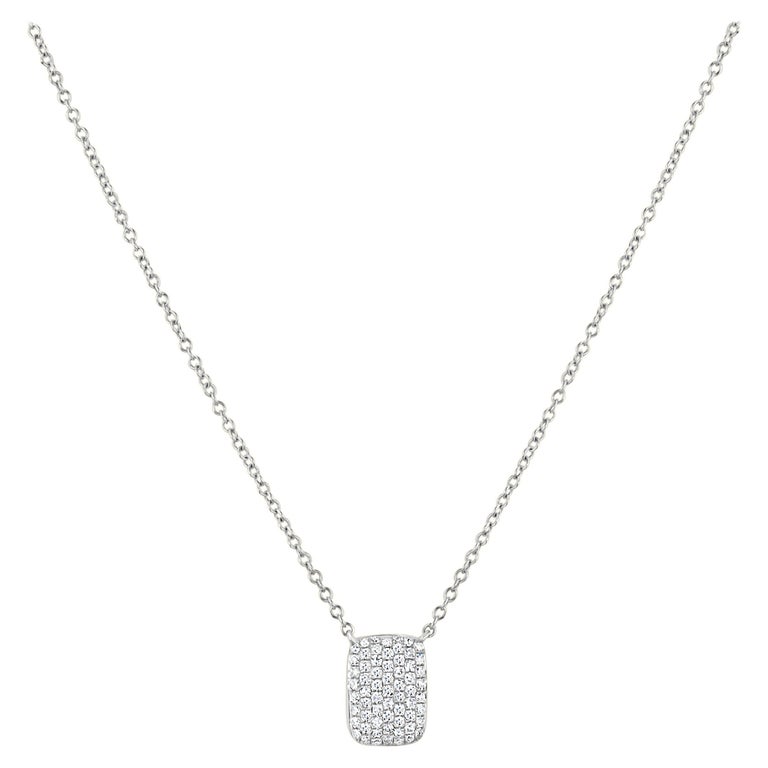 Luxle 0.32cttw, Round Diamond Rectangle Pendant Necklace in 18k White